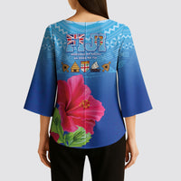 Bula Fiji Day Kimono Sleeve Blouse Traditional Tapa Pattern With Hibiscus LT05 - Polynesian Pride