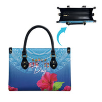 Bula Fiji Day Leather Bag Traditional Tapa Pattern With Hibiscus