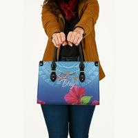Bula Fiji Day Leather Bag Traditional Tapa Pattern With Hibiscus