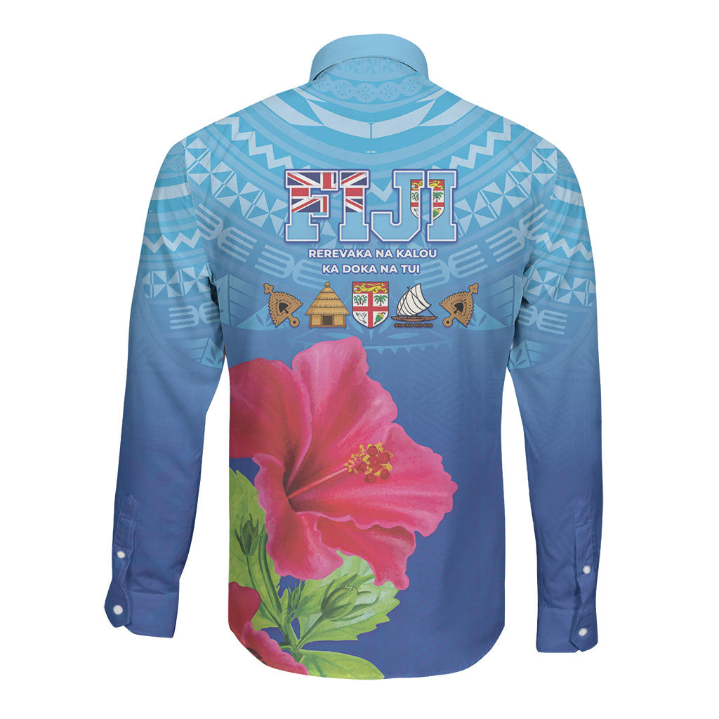 Bula Fiji Day Long Sleeve Button Shirt Traditional Tapa Pattern With Hibiscus