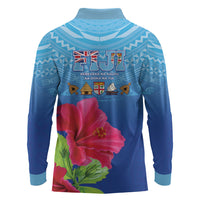 Bula Fiji Day Long Sleeve Polo Shirt Traditional Tapa Pattern With Hibiscus LT05 - Polynesian Pride