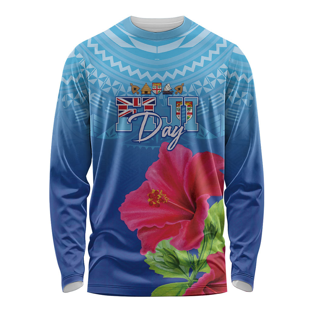 Bula Fiji Day Long Sleeve Shirt Traditional Tapa Pattern With Hibiscus