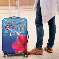 Bula Fiji Day Luggage Cover Traditional Tapa Pattern With Hibiscus
