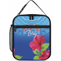 Bula Fiji Day Lunch Bag Traditional Tapa Pattern With Hibiscus