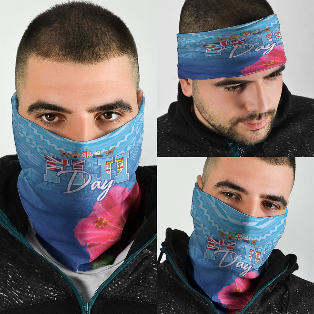 Bula Fiji Day Neck Gaiter Traditional Tapa Pattern With Hibiscus