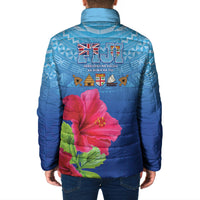 Bula Fiji Day Padded Jacket Traditional Tapa Pattern With Hibiscus LT05 - Polynesian Pride