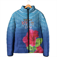 Bula Fiji Day Padded Jacket Traditional Tapa Pattern With Hibiscus LT05 - Polynesian Pride