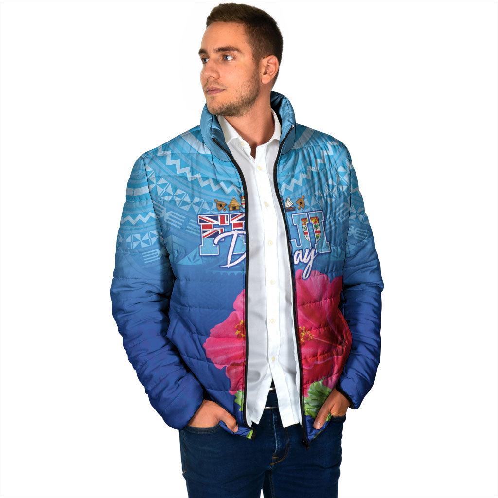 Bula Fiji Day Padded Jacket Traditional Tapa Pattern With Hibiscus LT05 - Polynesian Pride