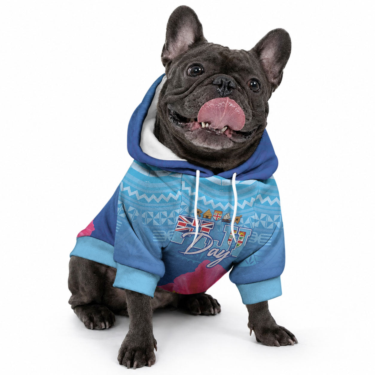 Bula Fiji Day Pet Hoodie Traditional Tapa Pattern With Hibiscus