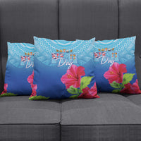 Bula Fiji Day Pillow Cover Traditional Tapa Pattern With Hibiscus