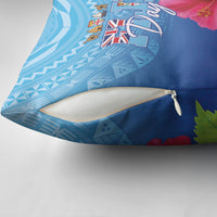 Bula Fiji Day Pillow Cover Traditional Tapa Pattern With Hibiscus