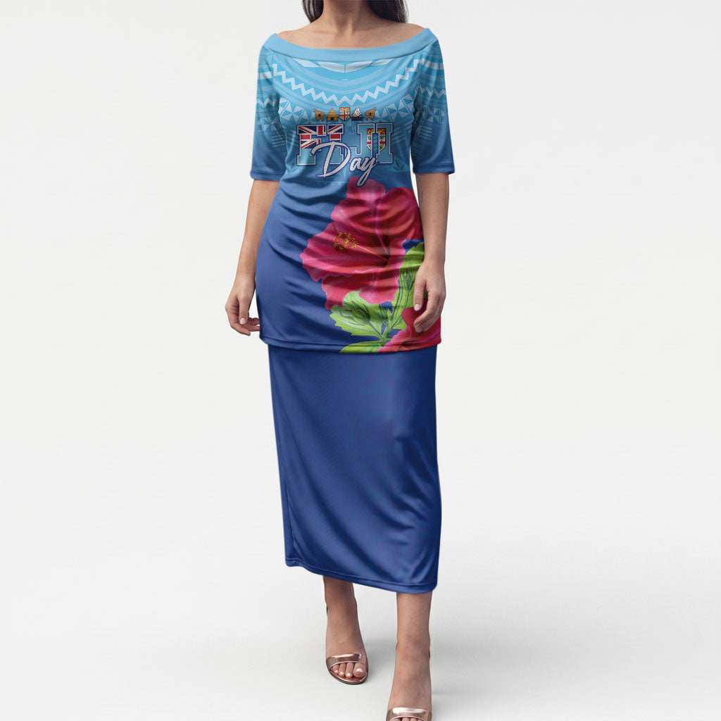 Bula Fiji Day Puletasi Traditional Tapa Pattern With Hibiscus