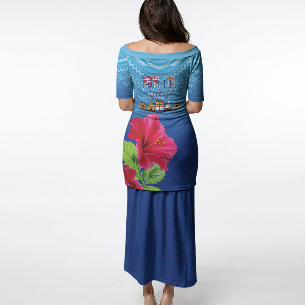 Bula Fiji Day Puletasi Traditional Tapa Pattern With Hibiscus