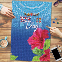 Bula Fiji Day Puzzle Traditional Tapa Pattern With Hibiscus LT05 Blue - Polynesian Pride