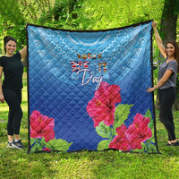 Bula Fiji Day Quilt Traditional Tapa Pattern With Hibiscus