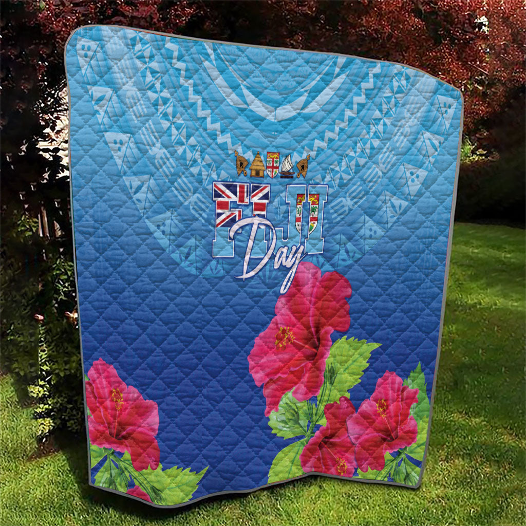 Bula Fiji Day Quilt Traditional Tapa Pattern With Hibiscus