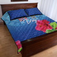 Bula Fiji Day Quilt Bed Set Traditional Tapa Pattern With Hibiscus