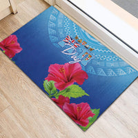 Bula Fiji Day Rubber Doormat Traditional Tapa Pattern With Hibiscus