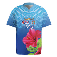 Bula Fiji Day Rugby Jersey Traditional Tapa Pattern With Hibiscus