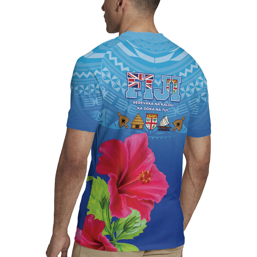 Bula Fiji Day Rugby Jersey Traditional Tapa Pattern With Hibiscus