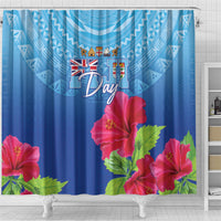Bula Fiji Day Shower Curtain Traditional Tapa Pattern With Hibiscus