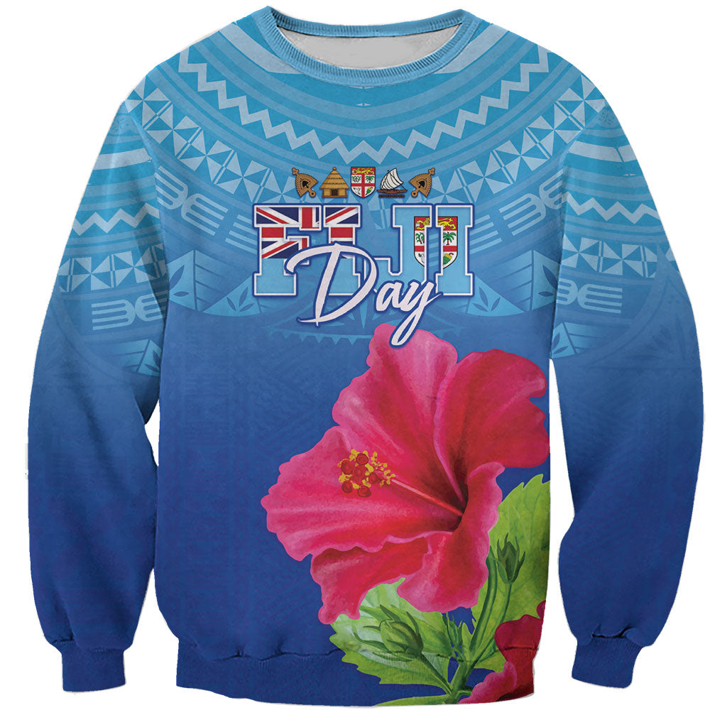 Bula Fiji Day Sweatshirt Traditional Tapa Pattern With Hibiscus