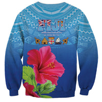 Bula Fiji Day Sweatshirt Traditional Tapa Pattern With Hibiscus
