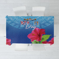 Bula Fiji Day Tablecloth Traditional Tapa Pattern With Hibiscus LT05 Blue - Polynesian Pride