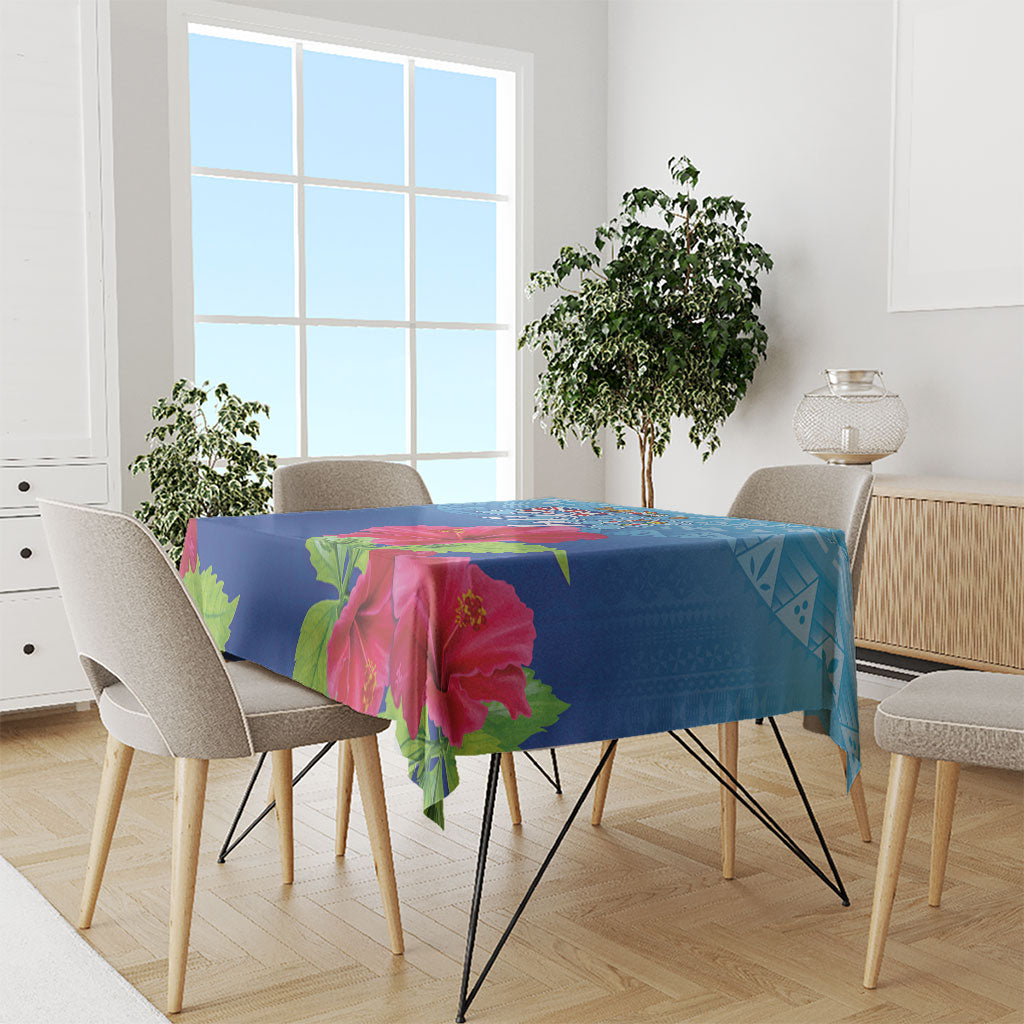 Bula Fiji Day Tablecloth Traditional Tapa Pattern With Hibiscus LT05 - Polynesian Pride
