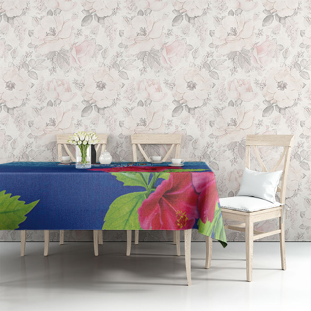 Bula Fiji Day Tablecloth Traditional Tapa Pattern With Hibiscus LT05 - Polynesian Pride
