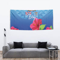 Bula Fiji Day Tapestry Traditional Tapa Pattern With Hibiscus LT05 - Polynesian Pride