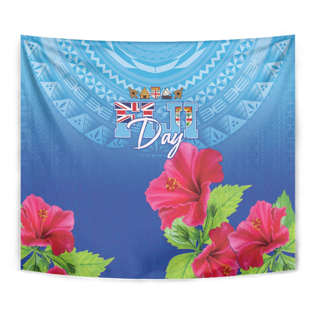 Bula Fiji Day Tapestry Traditional Tapa Pattern With Hibiscus LT05 - Polynesian Pride