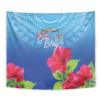 Bula Fiji Day Tapestry Traditional Tapa Pattern With Hibiscus LT05 - Polynesian Pride