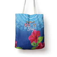 Bula Fiji Day Tote Bag Traditional Tapa Pattern With Hibiscus