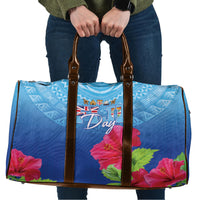 Bula Fiji Day Travel Bag Traditional Tapa Pattern With Hibiscus