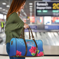 Bula Fiji Day Travel Bag Traditional Tapa Pattern With Hibiscus
