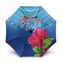 Bula Fiji Day Umbrella Traditional Tapa Pattern With Hibiscus