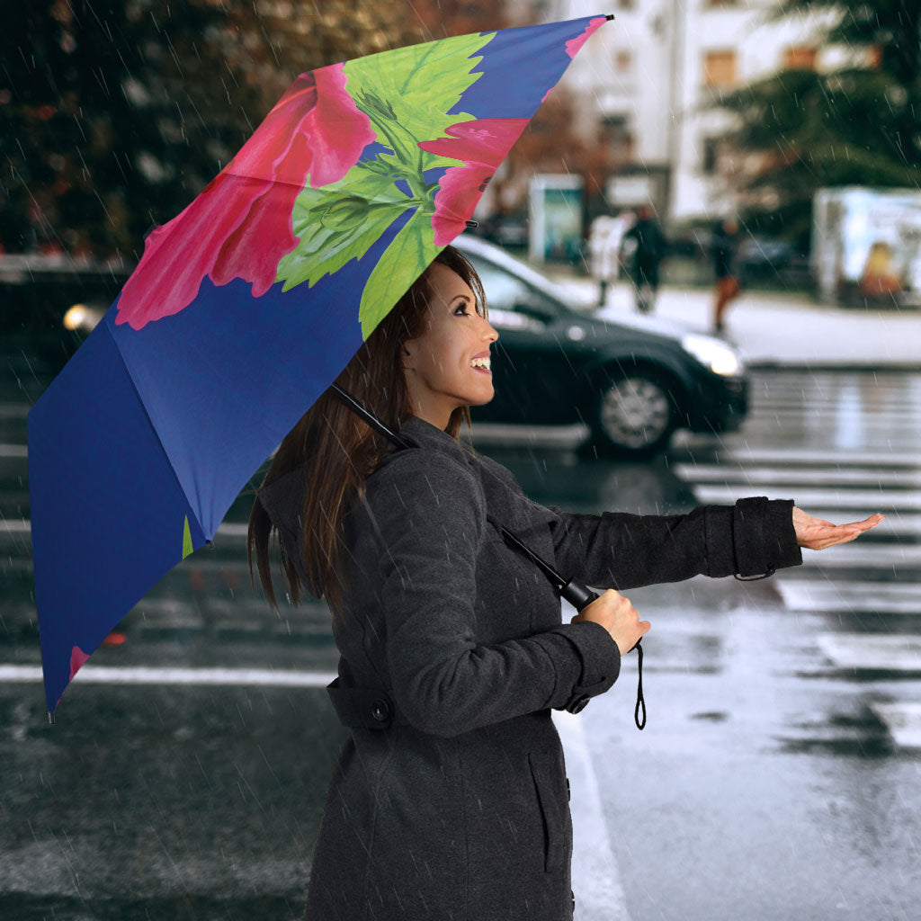 Bula Fiji Day Umbrella Traditional Tapa Pattern With Hibiscus
