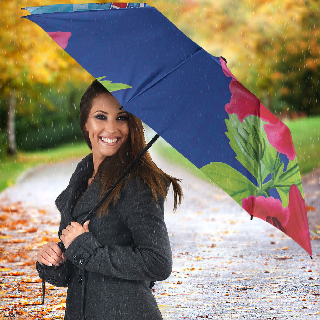 Bula Fiji Day Umbrella Traditional Tapa Pattern With Hibiscus