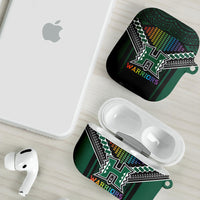 Hawaii Warriors Football AirPods Case Rainbow Kakau Pattern Black