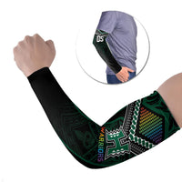 Custom Hawaii Warriors Football Arm Sleeves Rainbow Kakau Pattern Black