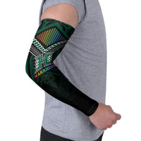 Custom Hawaii Warriors Football Arm Sleeves Rainbow Kakau Pattern Black