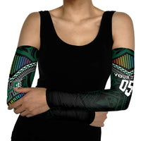 Custom Hawaii Warriors Football Arm Sleeves Rainbow Kakau Pattern Black