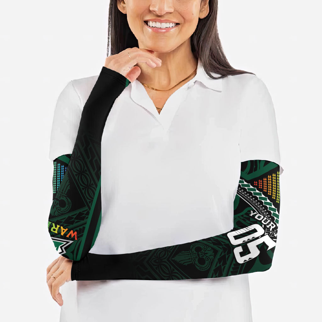 Custom Hawaii Warriors Football Arm Sleeves Rainbow Kakau Pattern Black