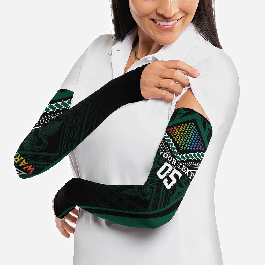 Custom Hawaii Warriors Football Arm Sleeves Rainbow Kakau Pattern Black