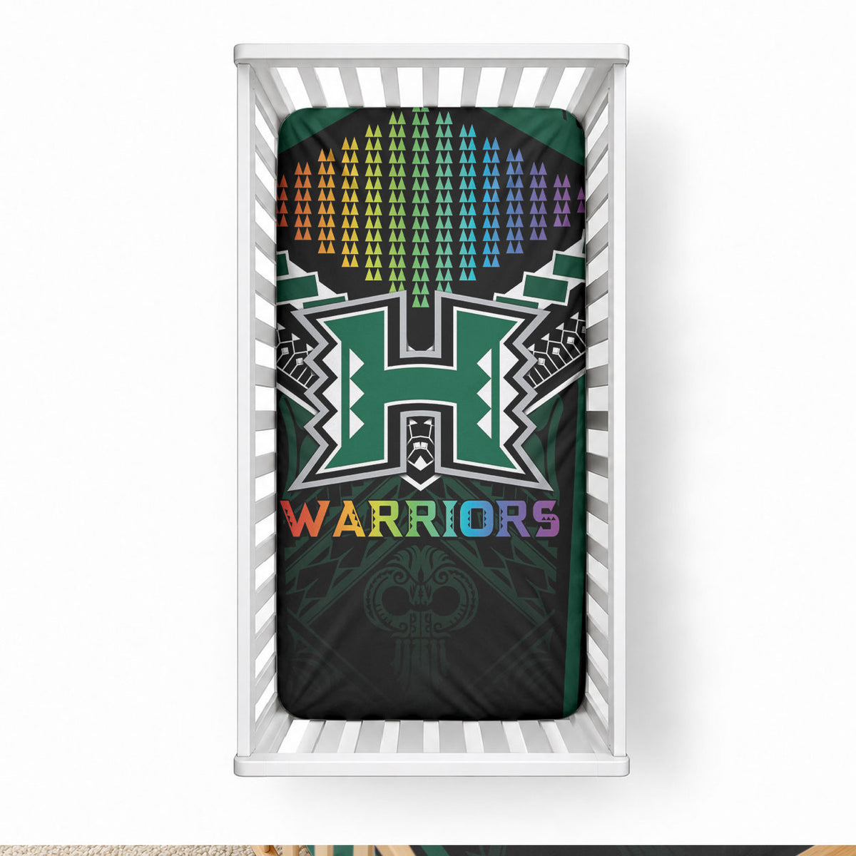 Hawaii Warriors Football Baby Bed Cover Rainbow Kakau Pattern Black LT05 28 × 52 in Black - Polynesian Pride