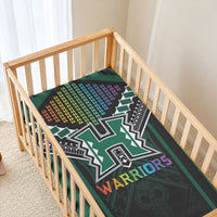 Hawaii Warriors Football Baby Bed Cover Rainbow Kakau Pattern Black LT05 - Polynesian Pride