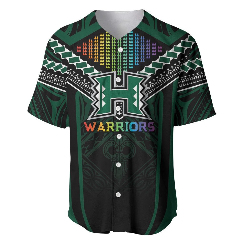 Custom Hawaii Warriors Football Baseball Jersey Rainbow Kakau Pattern Black