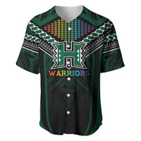 Custom Hawaii Warriors Football Baseball Jersey Rainbow Kakau Pattern Black