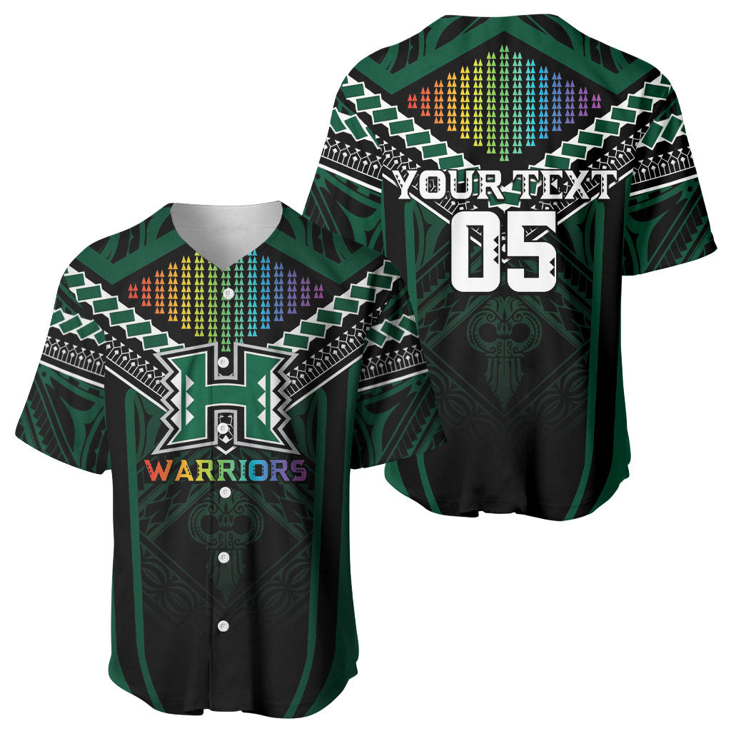 Custom Hawaii Warriors Football Baseball Jersey Rainbow Kakau Pattern Black